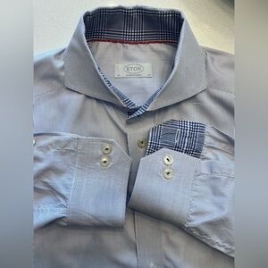 ETON - all cotton blue dress shirt Wide collar Size 41 (16”neck)